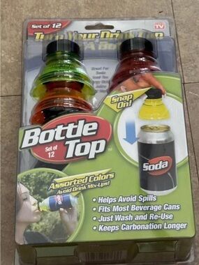 Le Top Bottle Top Snap-On Lids in Green, Red, Yellow and Orange - Set of 12
